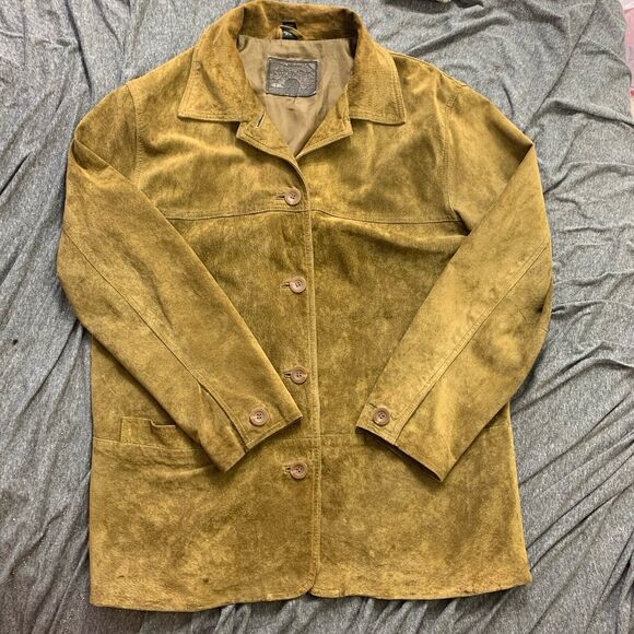 Vintage St. Johns Bay Washable Suede Jacket Blazer Womens MEDIUM Olive Green - Picture 4 of 13